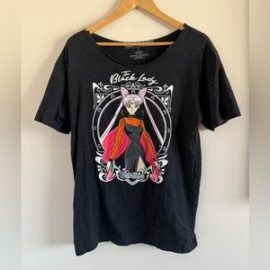 Sailor Moon Black Lady Graphic Short Sleeve Tee with Anime Design